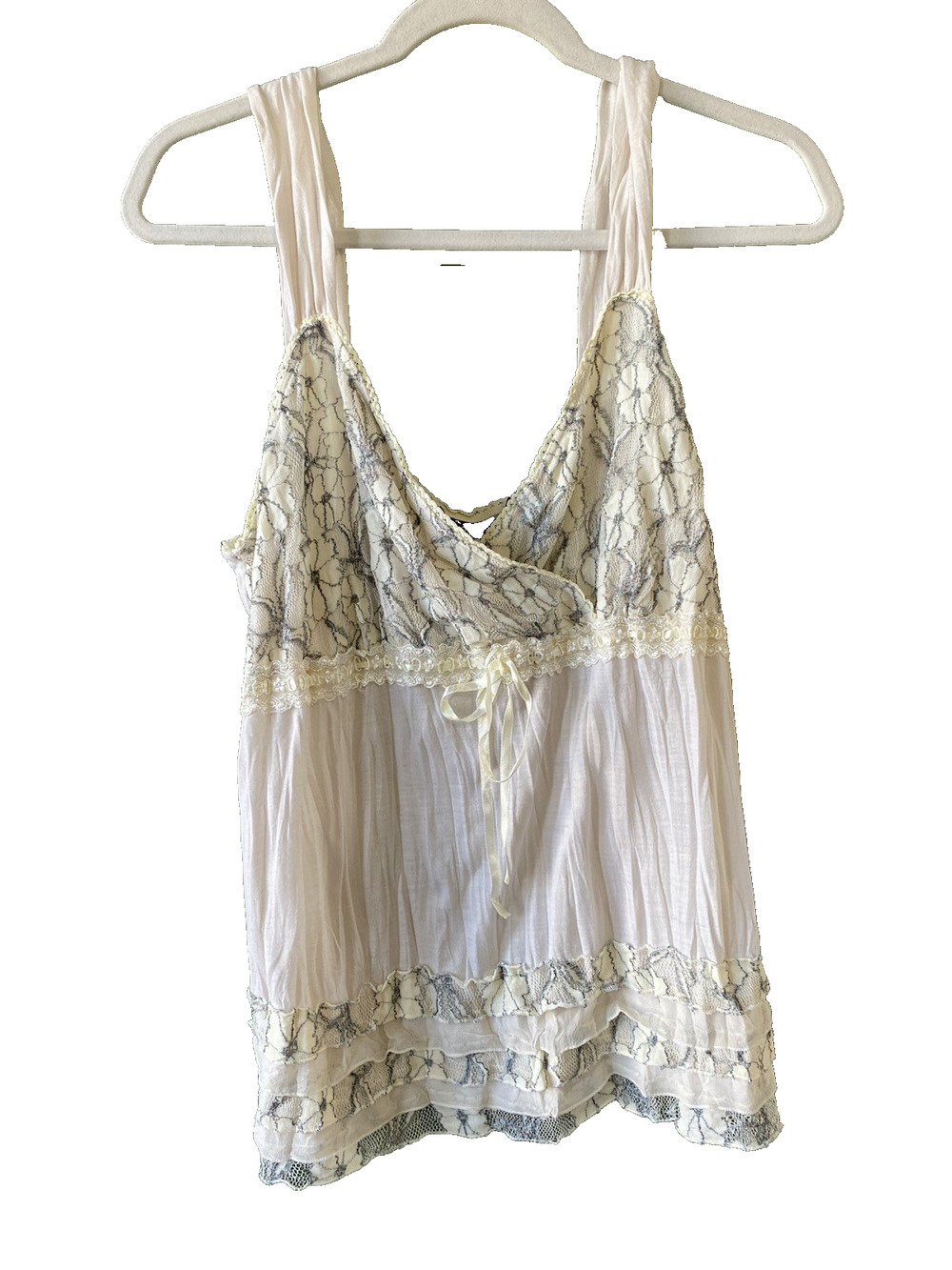 Avenue Shirt Womens 14/16 NEW Pleated Feminine Lace Babydoll Cami Tank Top Y2K